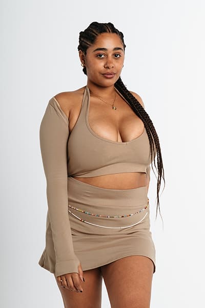 HOLLY HALTER BACKLESS TOP CHOCOLATE