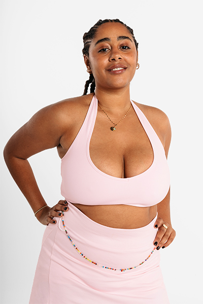 HOLLY HALTER BACKLESS TOP PINK